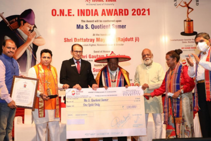 My Home India’s ‘One India Award’ conferred upon S. Quotient Sumer, a well-known author from Meghalaya