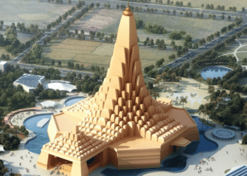 Adani Cement world record raft foundation pour Umiya Dham temple Ahmedabad