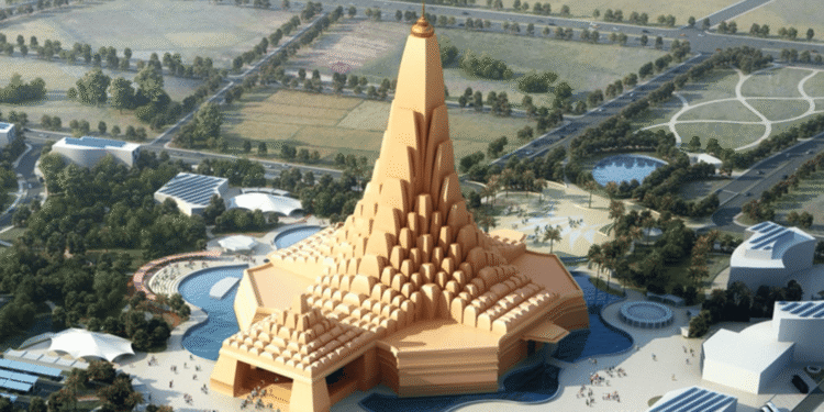 Adani Cement world record raft foundation pour Umiya Dham temple Ahmedabad