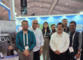 DITE&C Goa delegation interacting with international visitors at the Goa Pavilion during Bengaluru Tech Summit 2025 inside BIEC with startup founders and officials showcasing digital initiatives