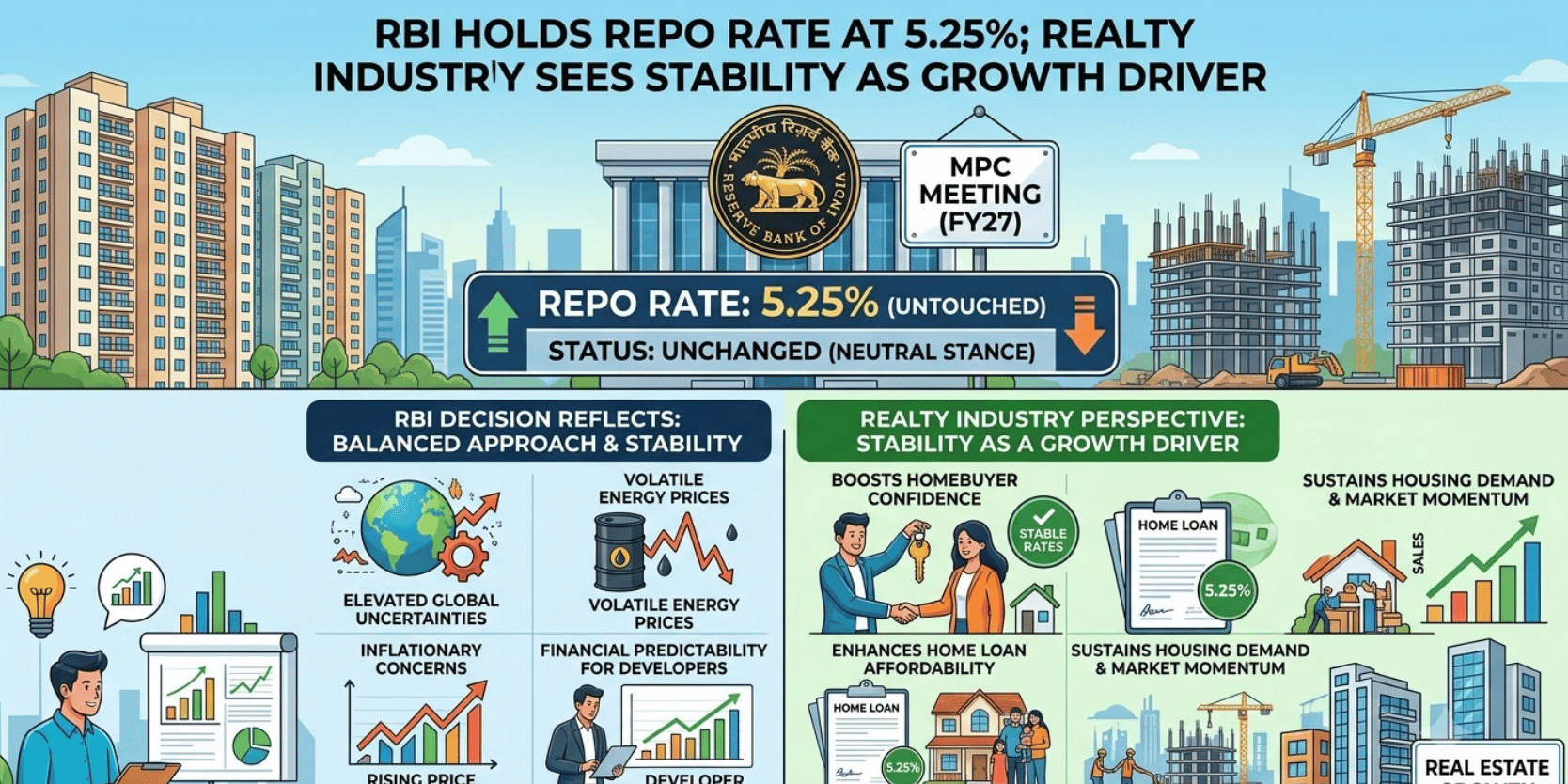 Unchanged RBI Repo Rate Gives Real Estate Buyers and Developers Cost Certainty