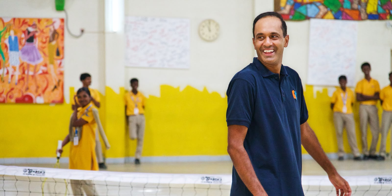 Six Time Grand Slam Champion Rajeev Ram Brings Tennis Lessons to Christel House India Students in Bengaluru